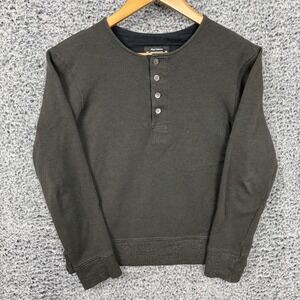 Nigel Cabourn Sweatshirt Mens Small Green Wool Blend Henley Logo Knit ArmyU